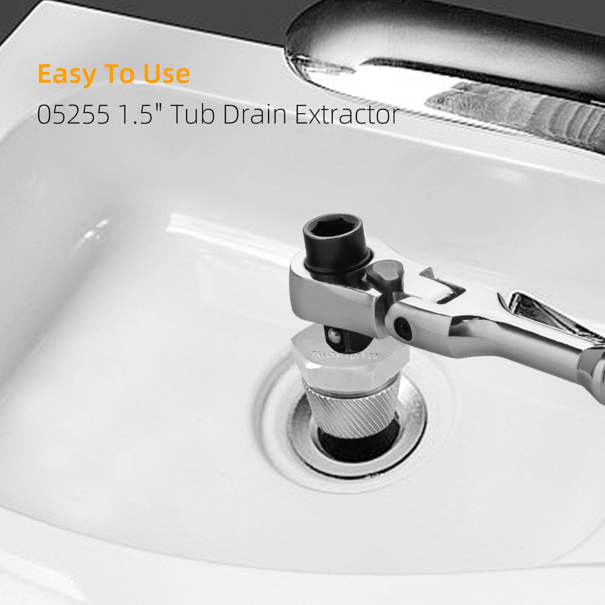 Falosi tool in action turning to extract a tub drain.
