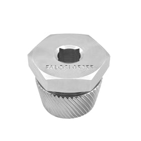 Falosi extractor demonstrates helic al knurl bites into a drain for a firm grip.