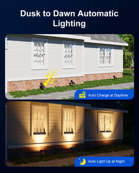 FALOVE solar spot light along wall for sidewalk ambiance.