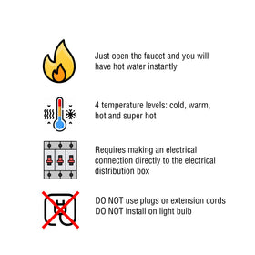 FAME SuperDucha Quattro 110V power supply enables quick heating.