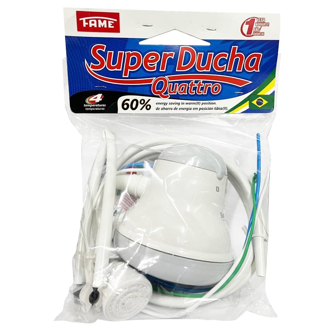 FAME SuperDucha Quattro one-half-inch thread connector fits standard fittings.