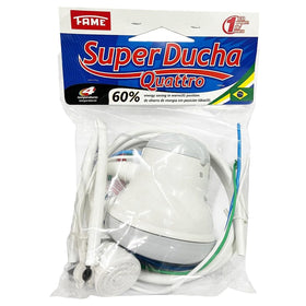 FAME SuperDucha Quattro one-half-inch thread connector fits standard fittings.