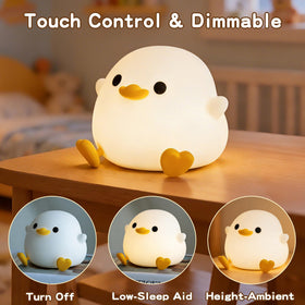 FAMIDUO Duck Night Light USB-C recharge for cordless use.