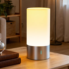Famigreta table lamp RGB color cycle for mood-enhancing lighting.