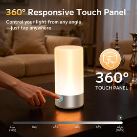 Famigreta table lamp touch control on top for simple power on/off.