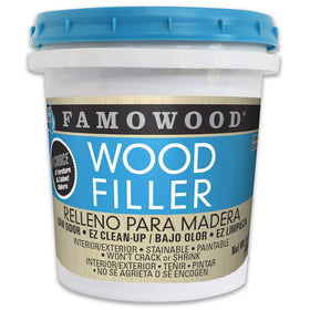 FamoWood latex wood filler pint bottle ready for quick repairs