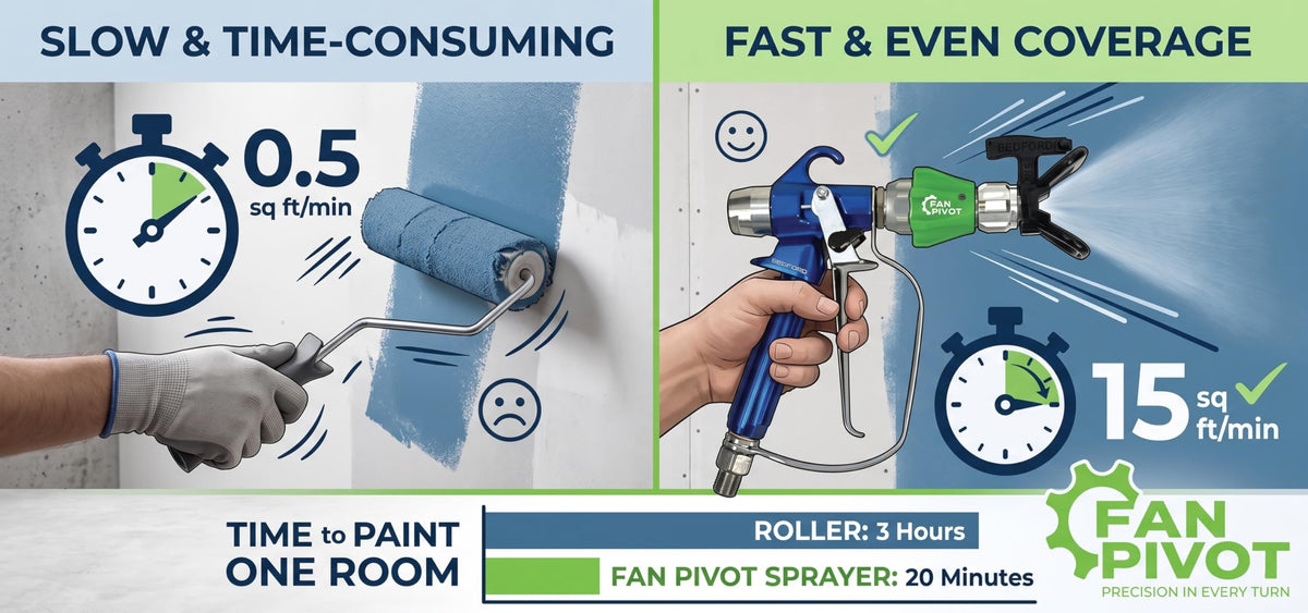 Fan Pivot extension-pole ready setup enables reach into tight spaces with ease.