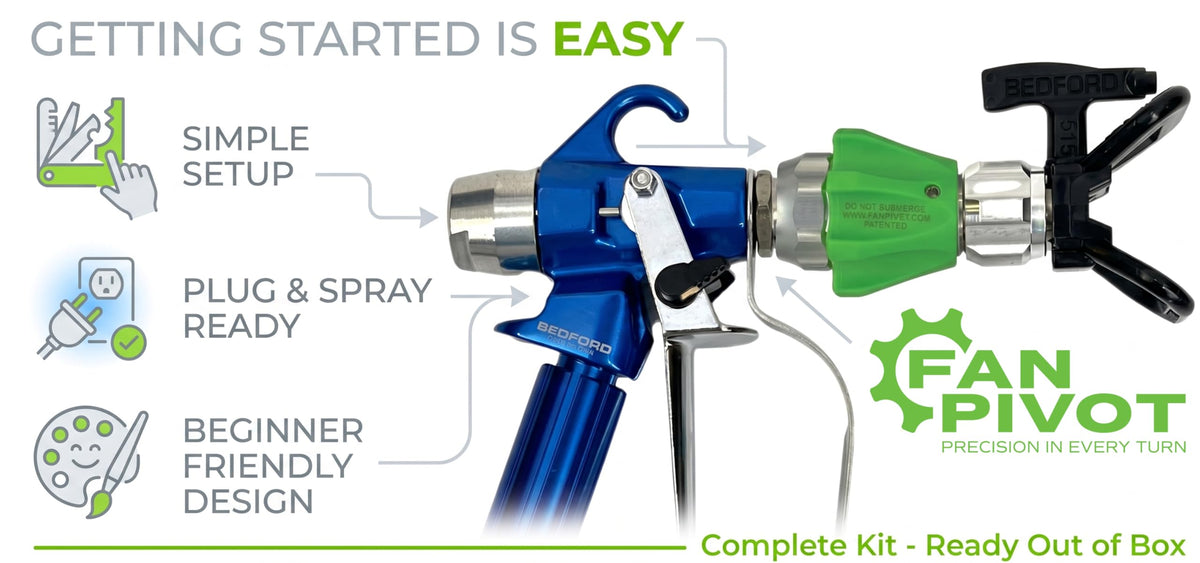 Fan Pivot one-finger rotation allows effortless repositioning during spraying.