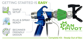 Fan Pivot one-finger rotation allows effortless repositioning during spraying.