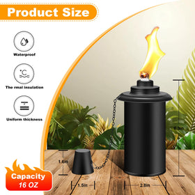 Fan-Torches 16oz refill canister showing fiberglass wick for longer burn.