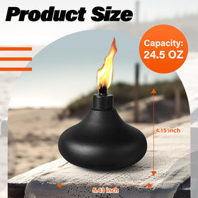 FAN-Torches 24.5 oz fuel capacity highlighting long burn time
