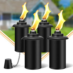 Fan-Torches four-pack canisters with wide mouths for quick refills.
