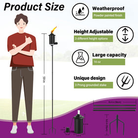 FAN-Torches 59-inch height adjustable torch for customizable backyard ambiance.