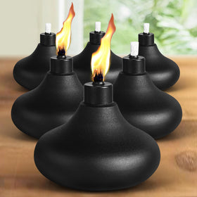 Fan-Torches backyard lighting set for porch, deck, or garden.