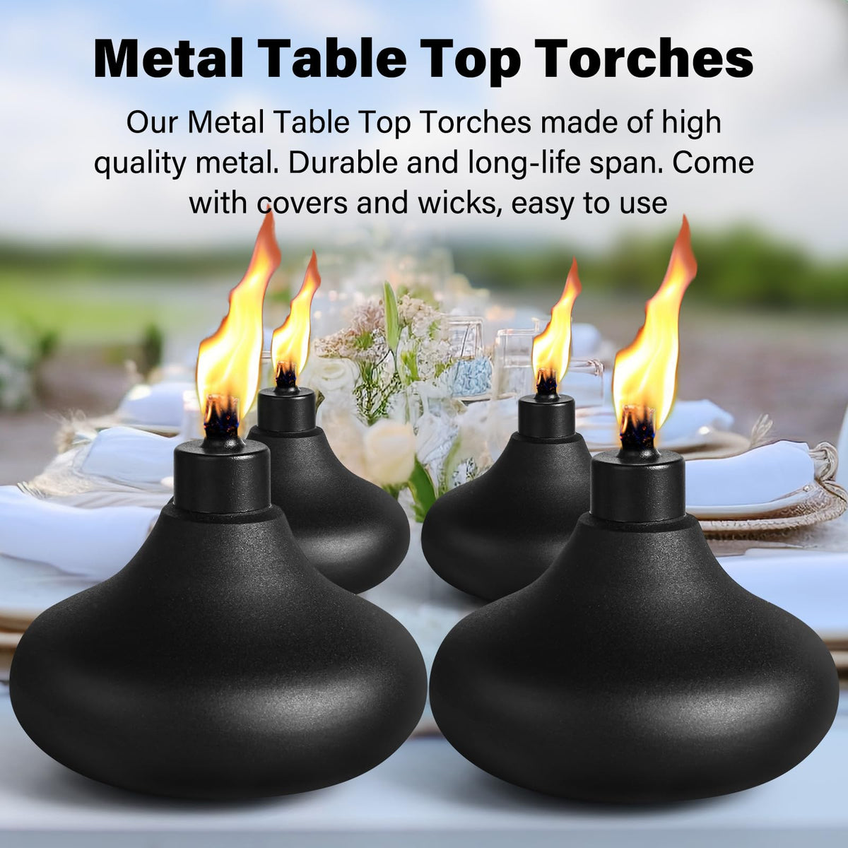 FAN-Torches fiberglass wicks provide long-lasting flame