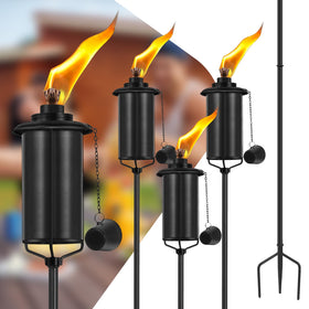 FAN-Torches home garden torch set of 4 with 16 oz capacity for extended outdoor lighting.