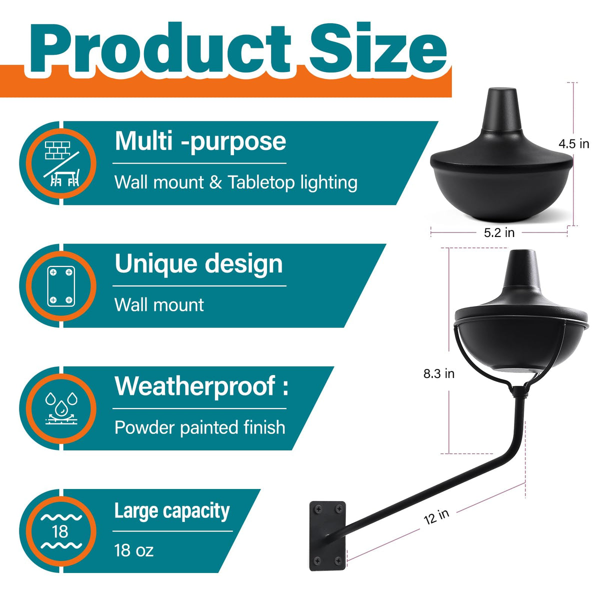 Fan-Torches outdoor metal torches withstand weather for lasting garden lighting.