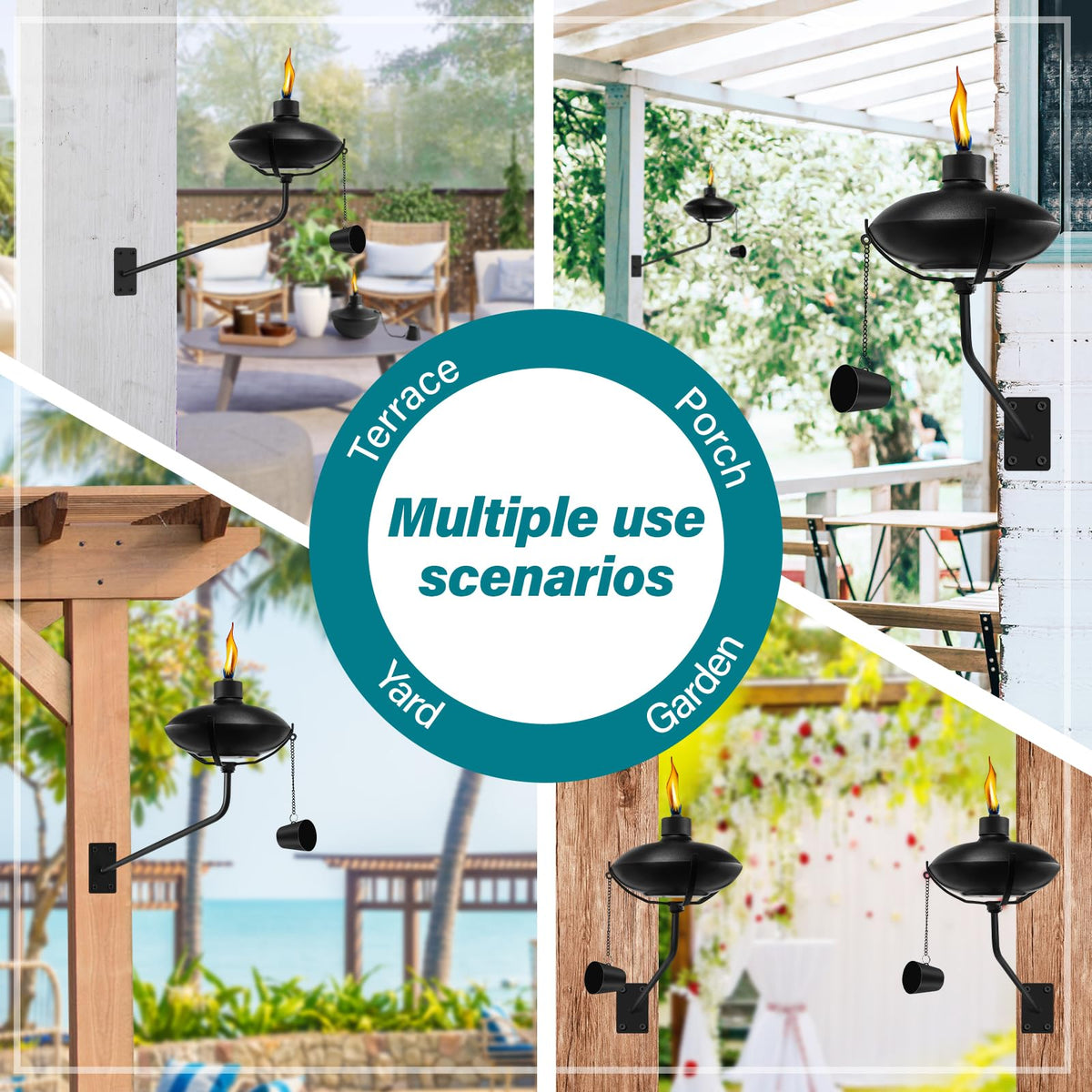 FAN-Torches versatile setup can move from wall to tabletop for flexible lighting.