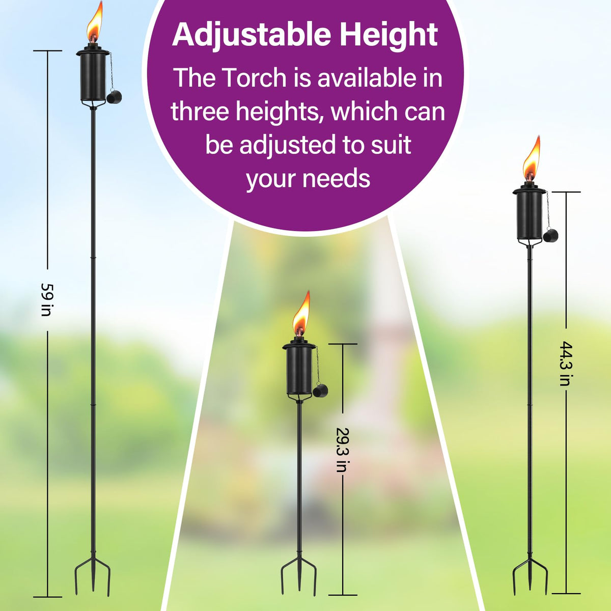 FAN-Torches wick and snuffer included for safe extinguishing.