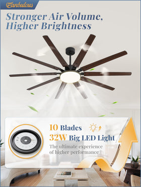 Fanbulous 10-blade design boosts airflow in large rooms.