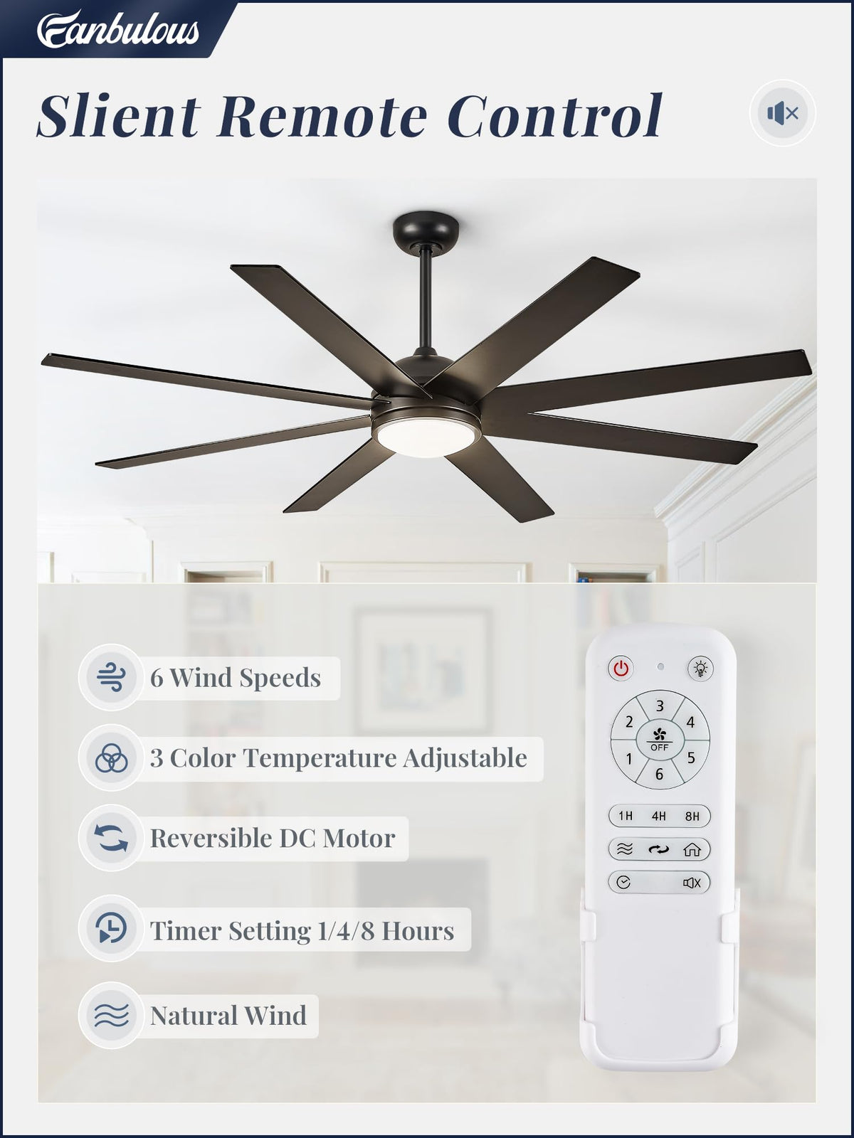 Fanbulous 3CCT options let you tailor color temperature to mood.