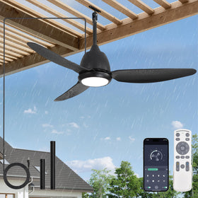 Fanbulous 42in outdoor fan with light in black for covered patios and porches.