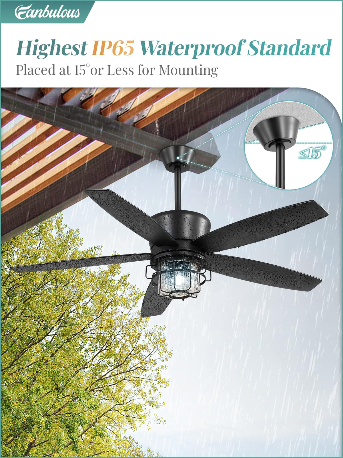 Fanbulous 5-blade design promotes balanced airflow for gazebo comfort.