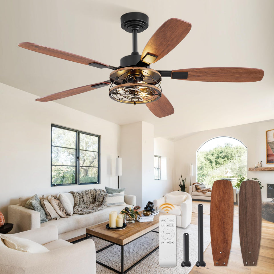 Fanbulous 52-inch farmhouse ceiling fan with light enhances living room ambiance.