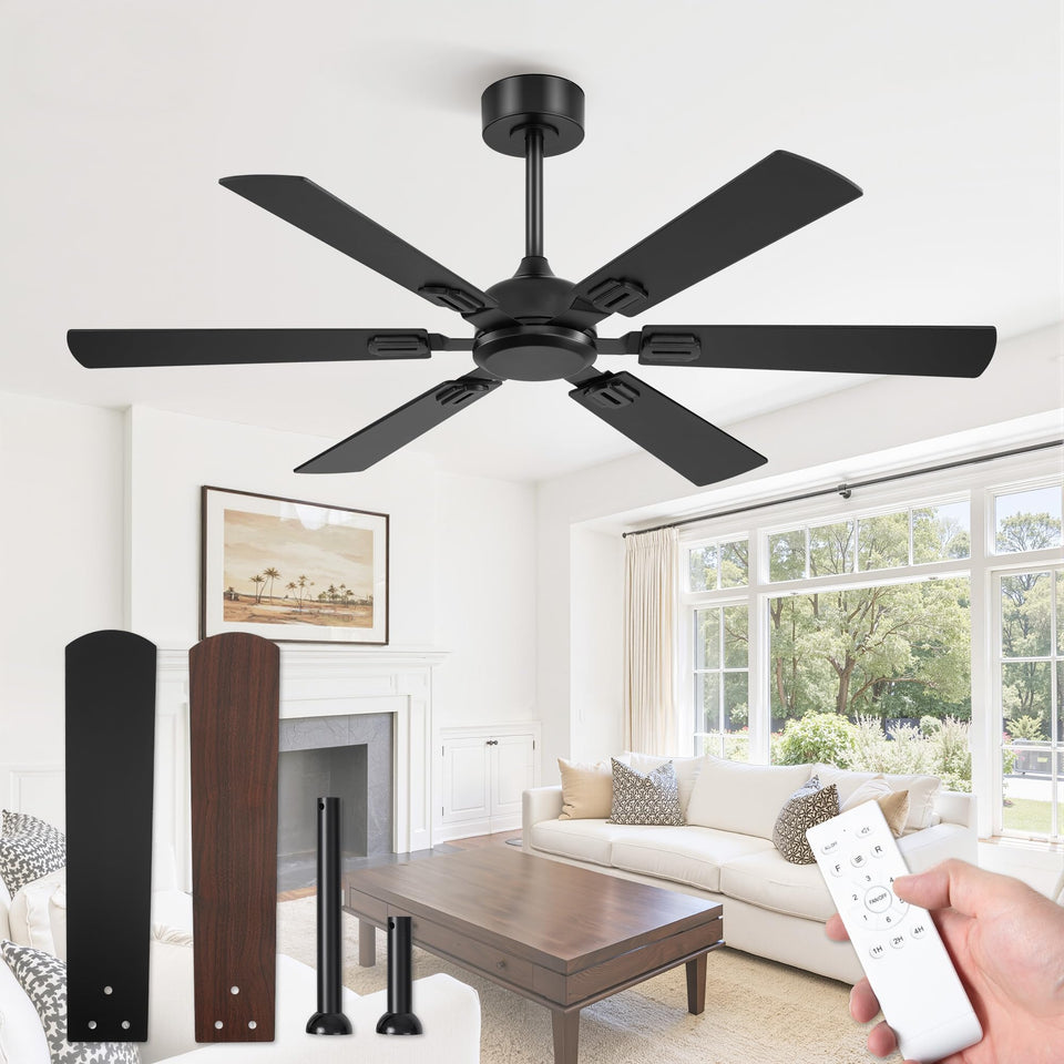 Fanbulous 52-inch no-light ceiling fan with remote for quiet airflow.