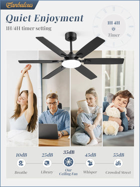 Fanbulous 52in ceiling fan lights with 6-speed remote for tailored comfort.