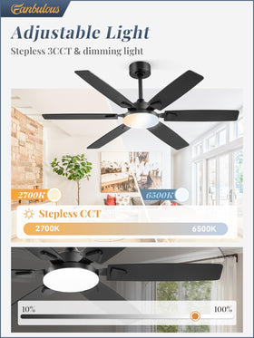 Fanbulous 52in ceiling fan lights with dual blades in black and wood.