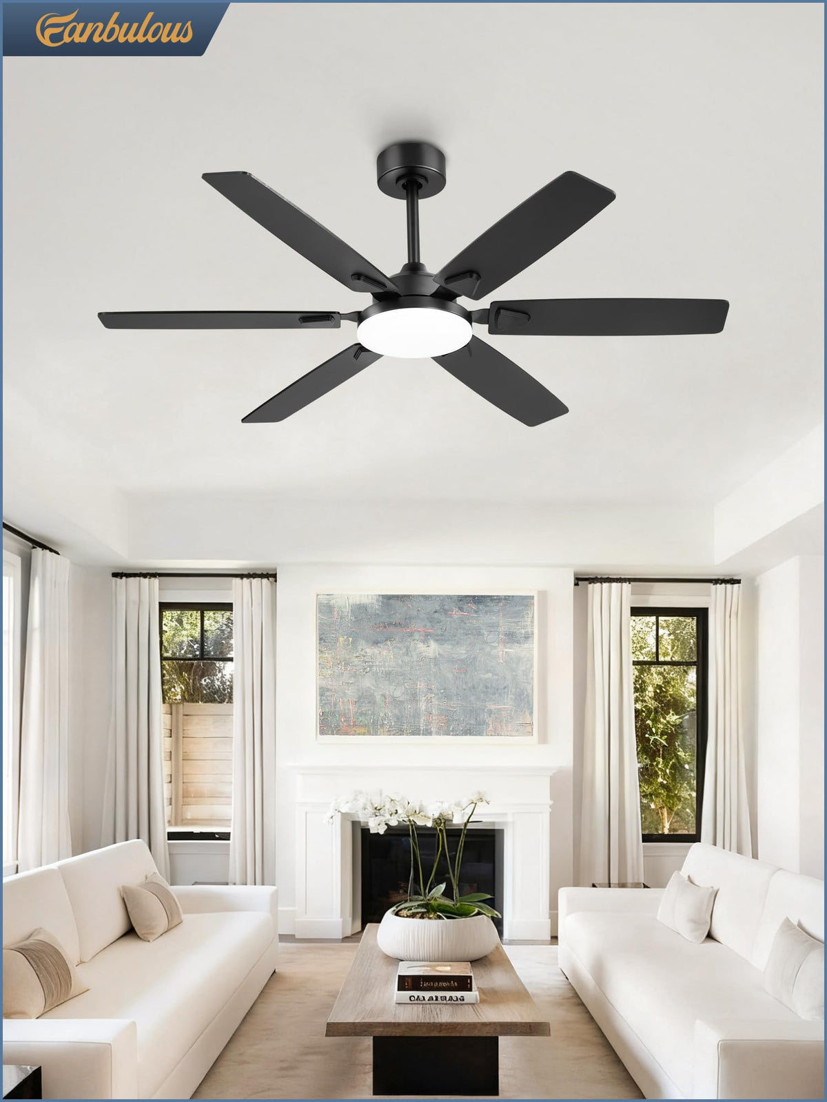 Fanbulous 52in ceiling fan with reverse rotation for year-round comfort.