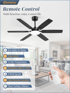 Fanbulous 52in ceiling fan lights side view with remote for easy adjustments.