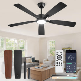 Fanbulous 52in ceiling fan with lights—front view showing warm ambient illumination.