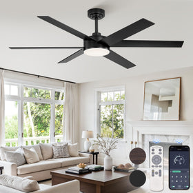 Fanbulous 56-inch ceiling fan with remote and lights featuring black and walnut blades for versatile decor.