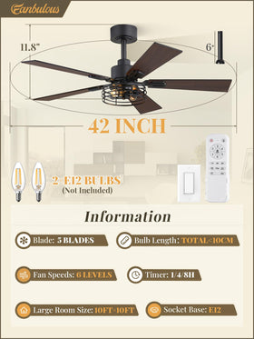 Fanbulous 6-inch downrod fits standard mounts and sloped ceilings.