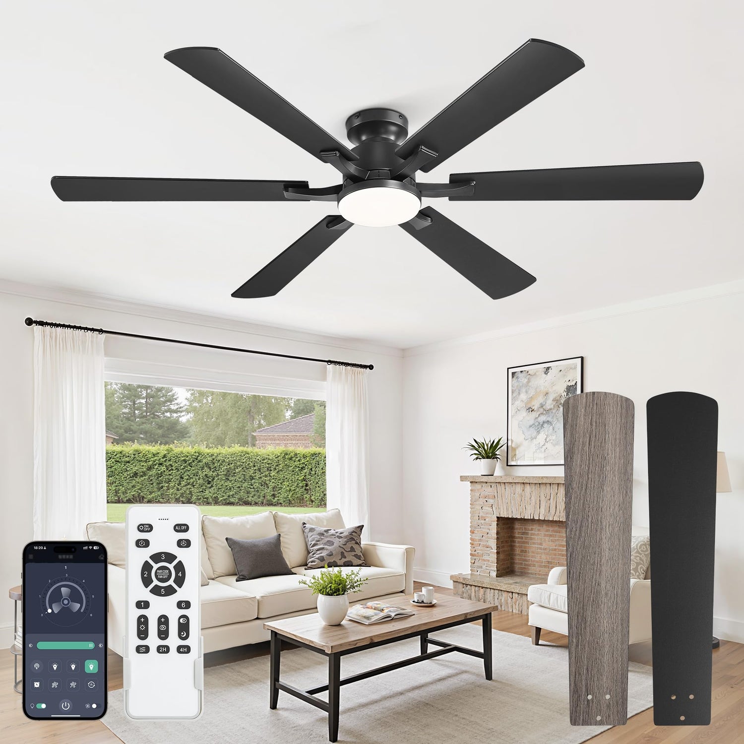 Fanbulous 60-inch ceiling fan with light remote for convenient cooling and dimmable brightness.