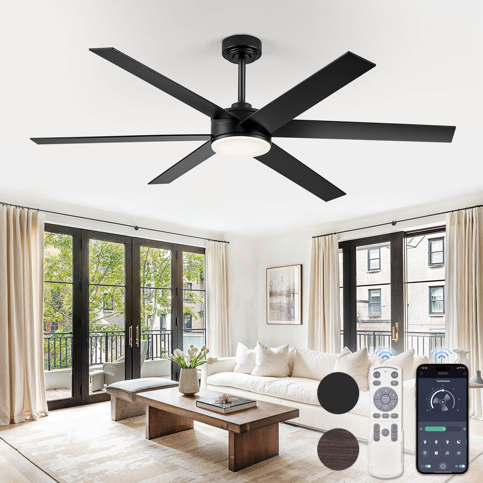 Fanbulous 60-inch ceiling fan with lights for cooling and ambient lighting in the living room