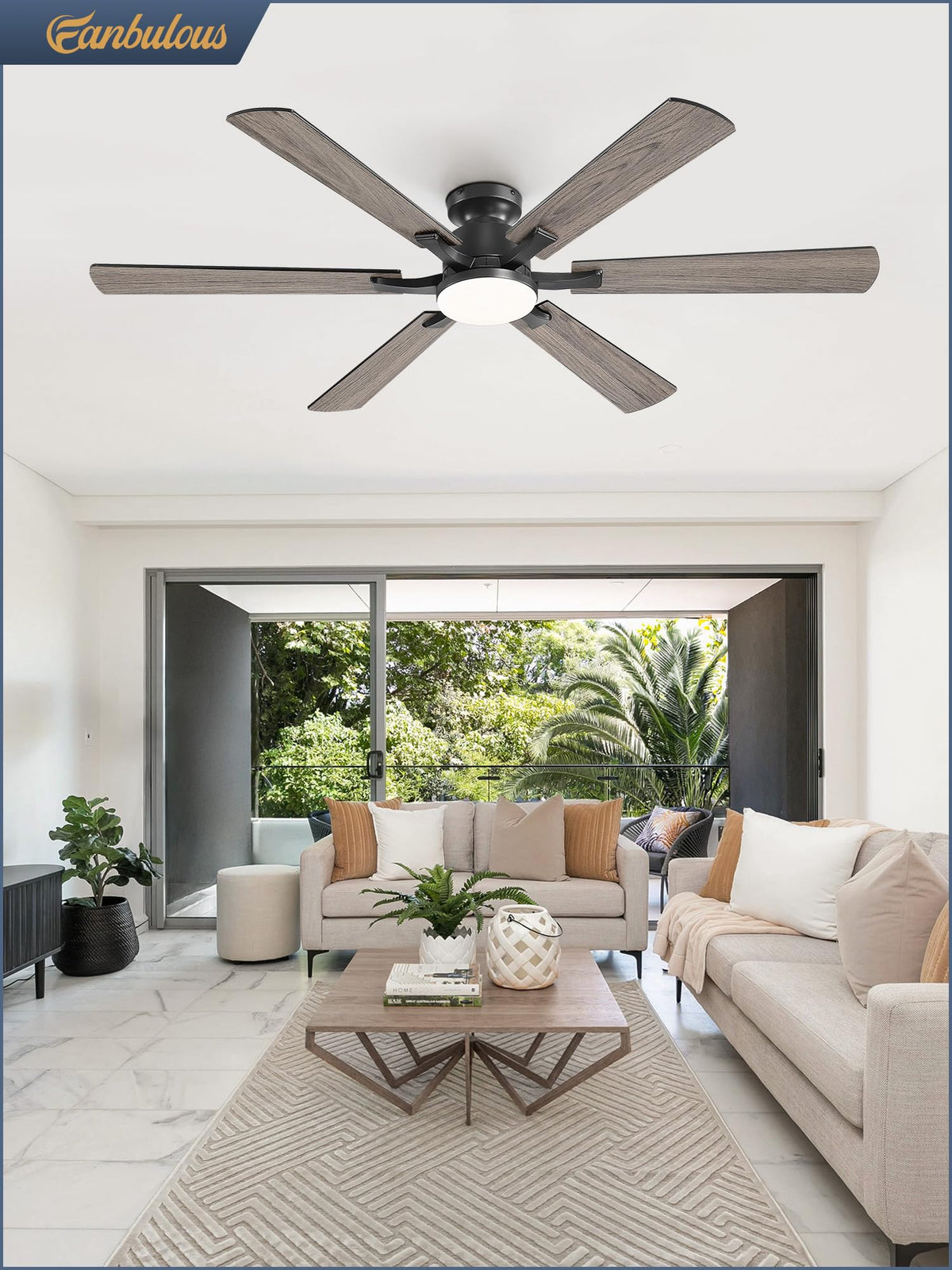 Fanbulous 60-inch diameter suitable for rooms up to 18 by 18 feet.