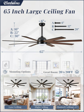 Fanbulous ceiling fan can be angle-mounted for sloped ceilings.