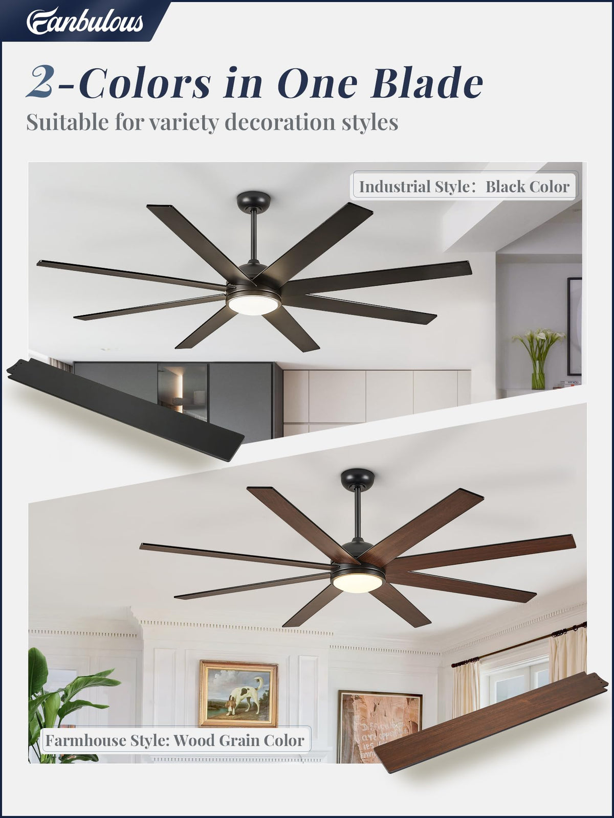 Fanbulous quiet DC motor delivers smooth airflow with low noise.