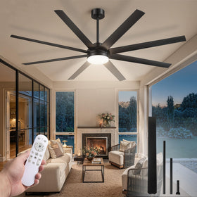 Fanbulous 72-inch ceiling fan with light in black for large living spaces.
