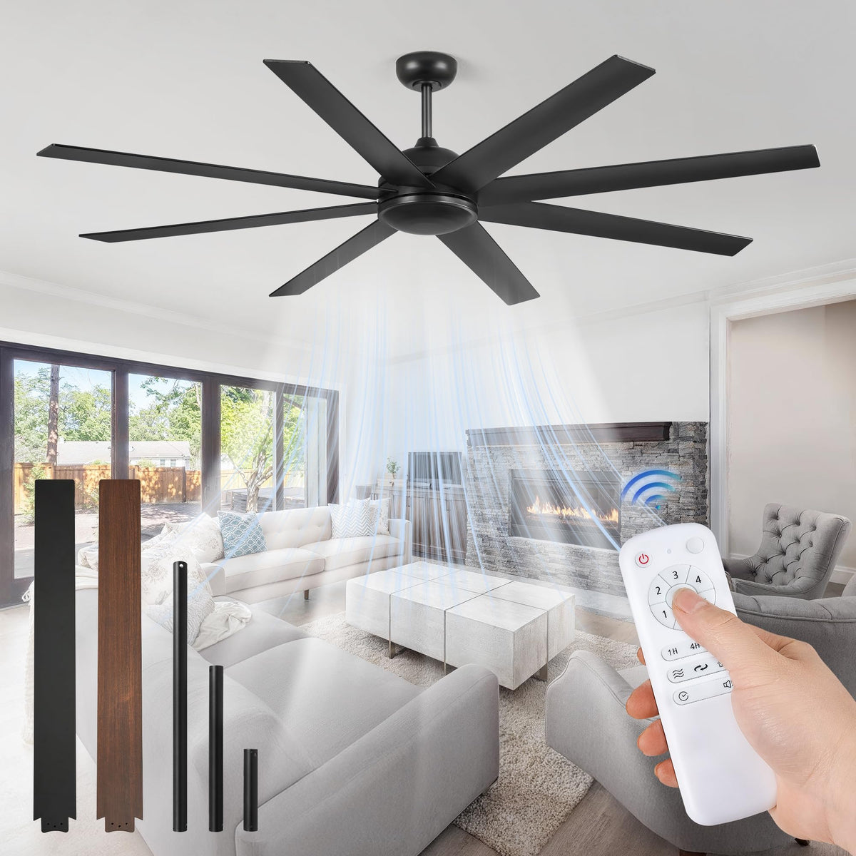 Fanbulous 72-inch no-light ceiling fan front view for expansive spaces with powerful airflow.