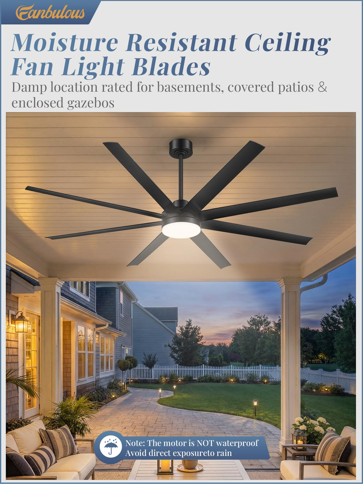 Fanbulous black ceiling fan with remote for convenient control from anywhere.