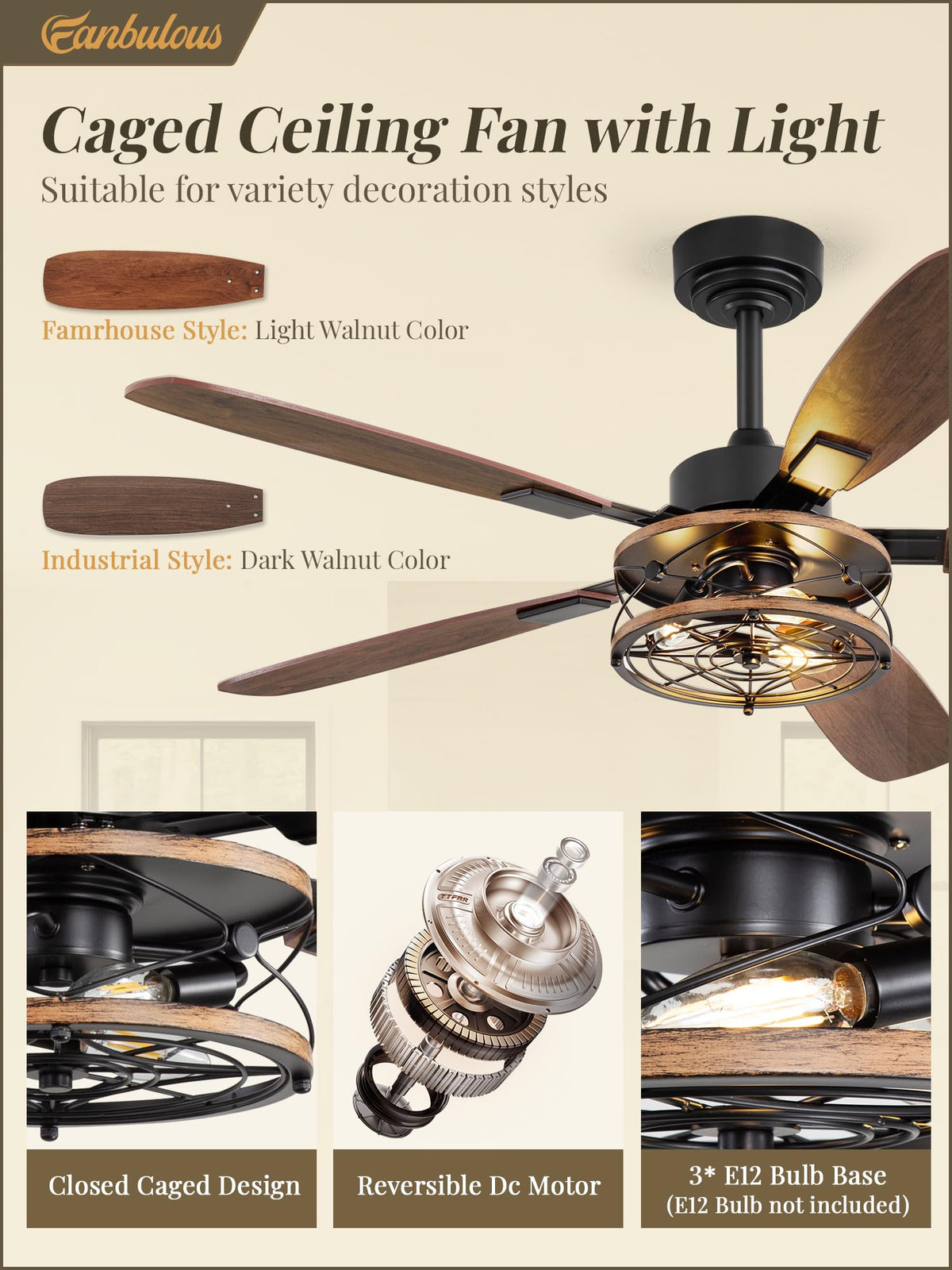 Fanbulous black finish ceiling fan blends industrial style with home comfort.