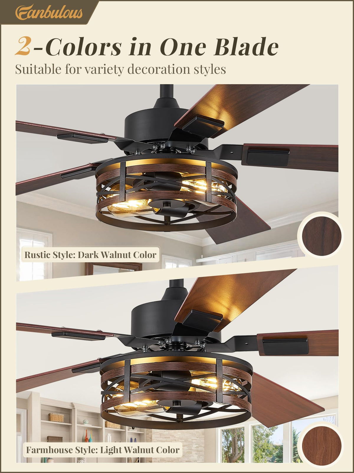 Fanbulous DC motor operates quietly for serene bedrooms and living areas.