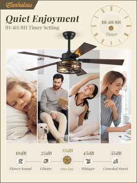 Fanbulous dual-finish five-blade design fits rustic living spaces.