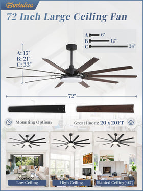 Fanbulous adjustable down rods for various ceiling heights and slopes.