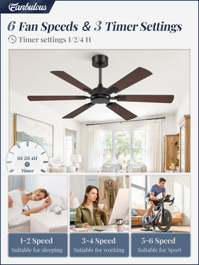 Fanbulous dual-finish six-blade design adds modern style and steady air.
