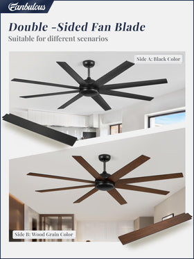 Fanbulous dual-finish blades in black and wood grain suit seasonal decor.